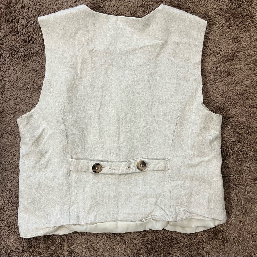 Emerson Lang Vest Button Up Natural Linen Look Boho Renaissance Faire Peasant - Picture 4 of 6